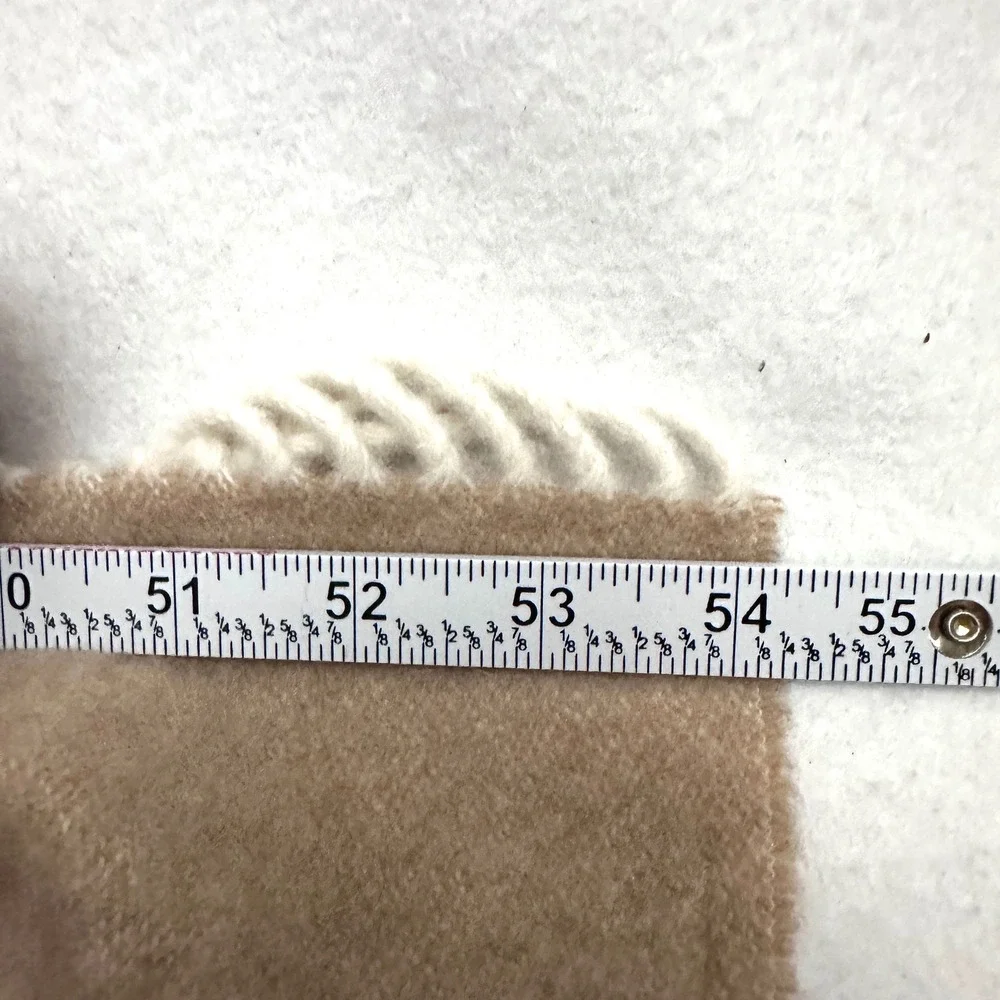 Luna Luxury Home Collection Wool Cashmere 54x56 Throw Blanket Italy Camel Cream